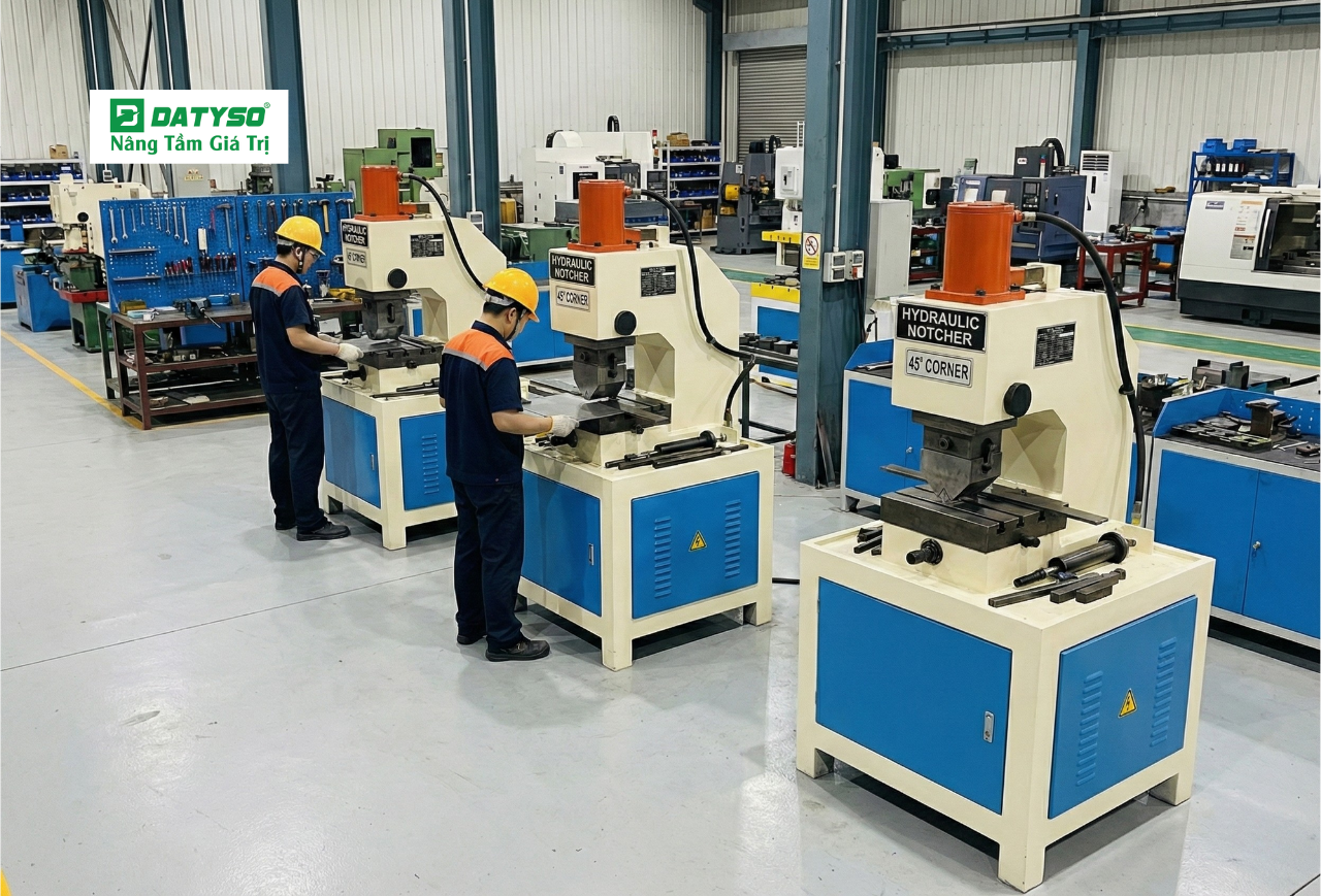 7 Giây Đột Phá: Máy Đột 45 Độ Datyso - Chấm dứt Công đoạn Hàn Rườm Rà!