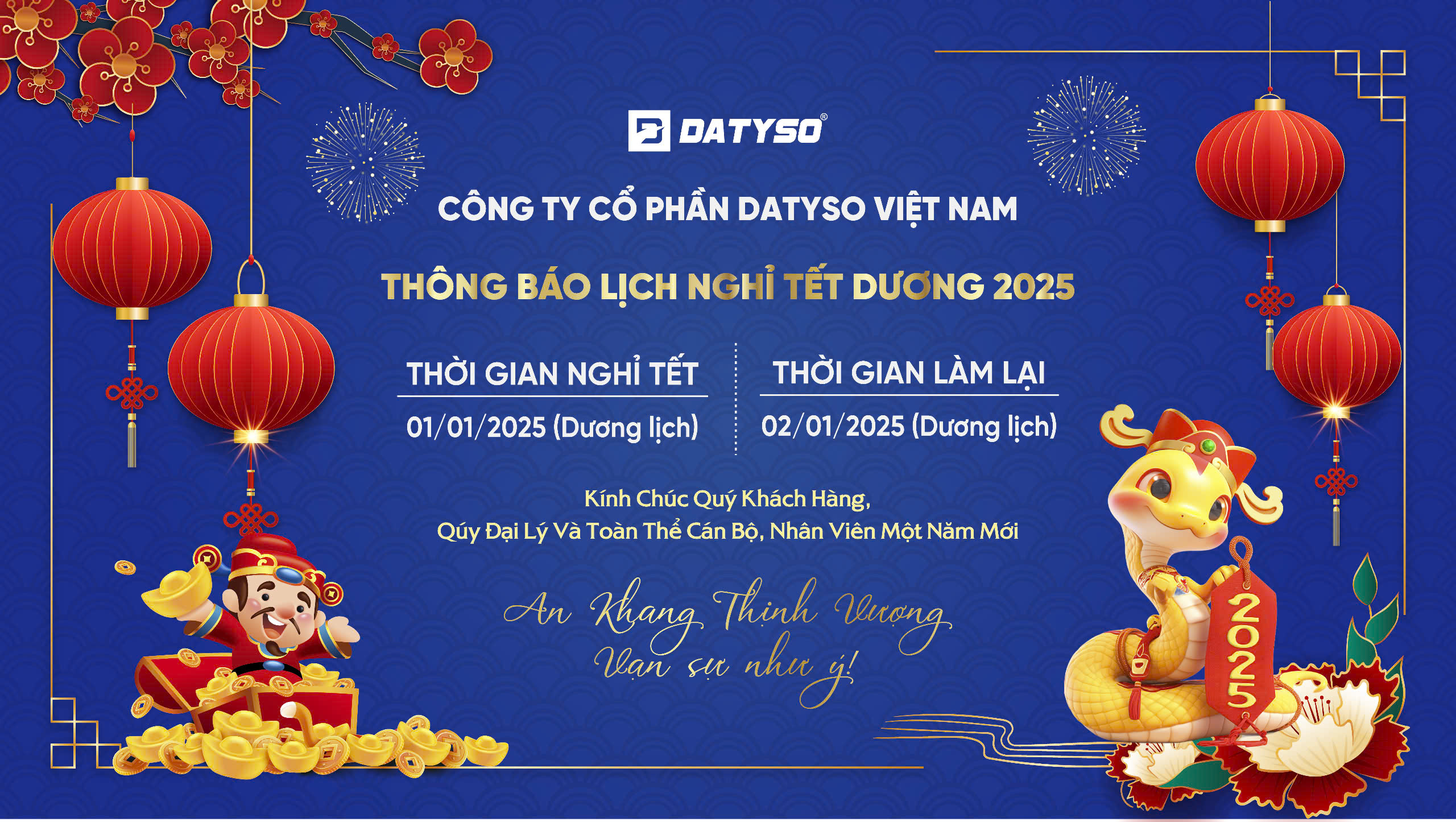 Datyso Việt Nam Thông Báo Nghỉ Tết Dương Lịch 2025