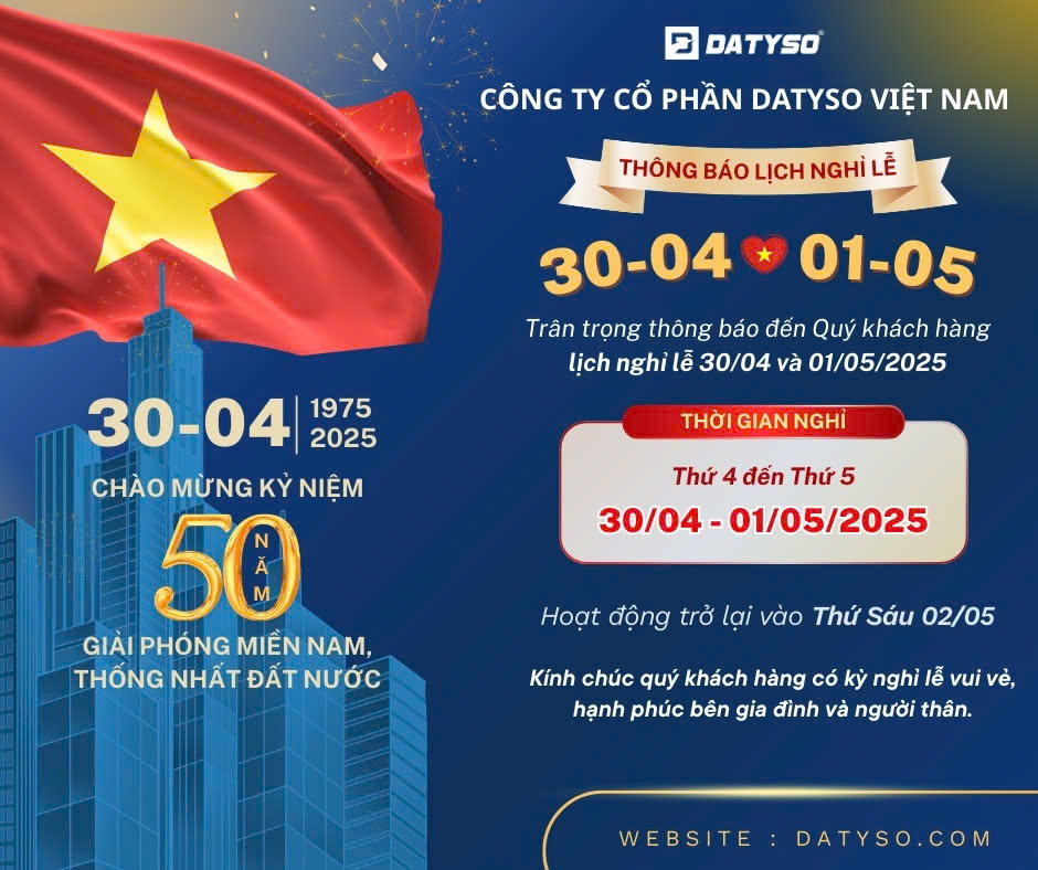 DATYSO THÔNG BÁO NGHỈ LỄ 30/4 & 1/5